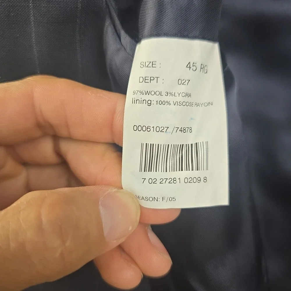 Brooks Brothers 346 Stretch Suit Mens 45R 38x31 Dark Gray Pinstripe Wool Vintage